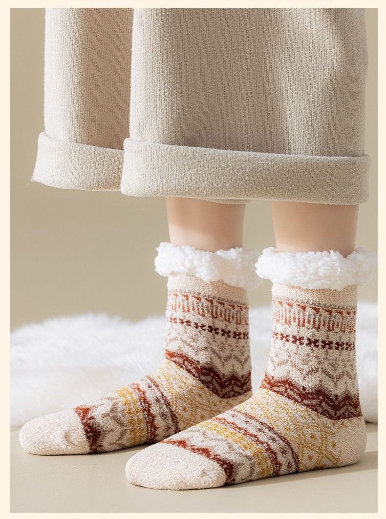 Womens Mid-calf Socks With Retro Pattern Rabbit Sheep Wool Socks